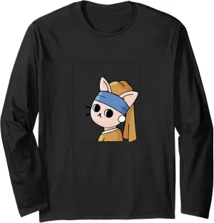 | The little cat with a pearl Long Sleeve T-Shirt