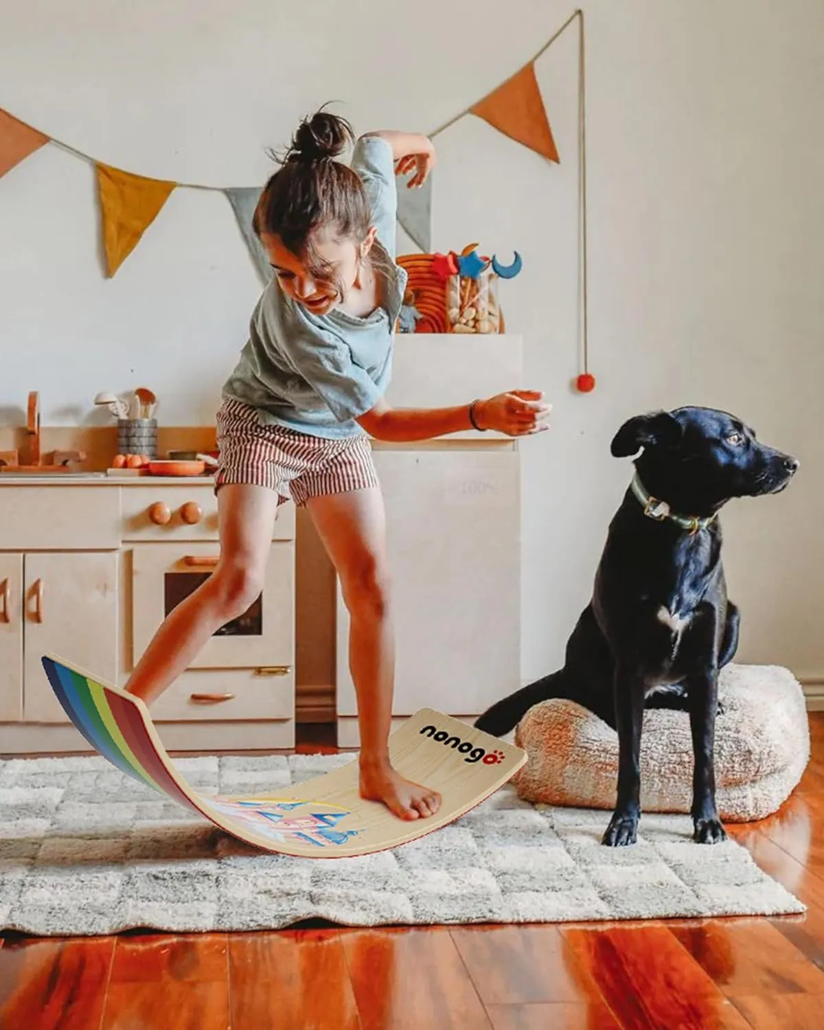 100% Natural Wood Rocker Balance Board for Kids - 35'' Toddler Wobble Board for Montessori Toy, Yoga, Birthday & Christmas Gifts for Adult, Girl, Boy