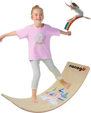 100% Natural Wood Rocker Balance Board for Kids - 35'' Toddler Wobble Board for Montessori Toy, Yoga, Birthday & Christmas Gifts for Adult, Girl, Boy