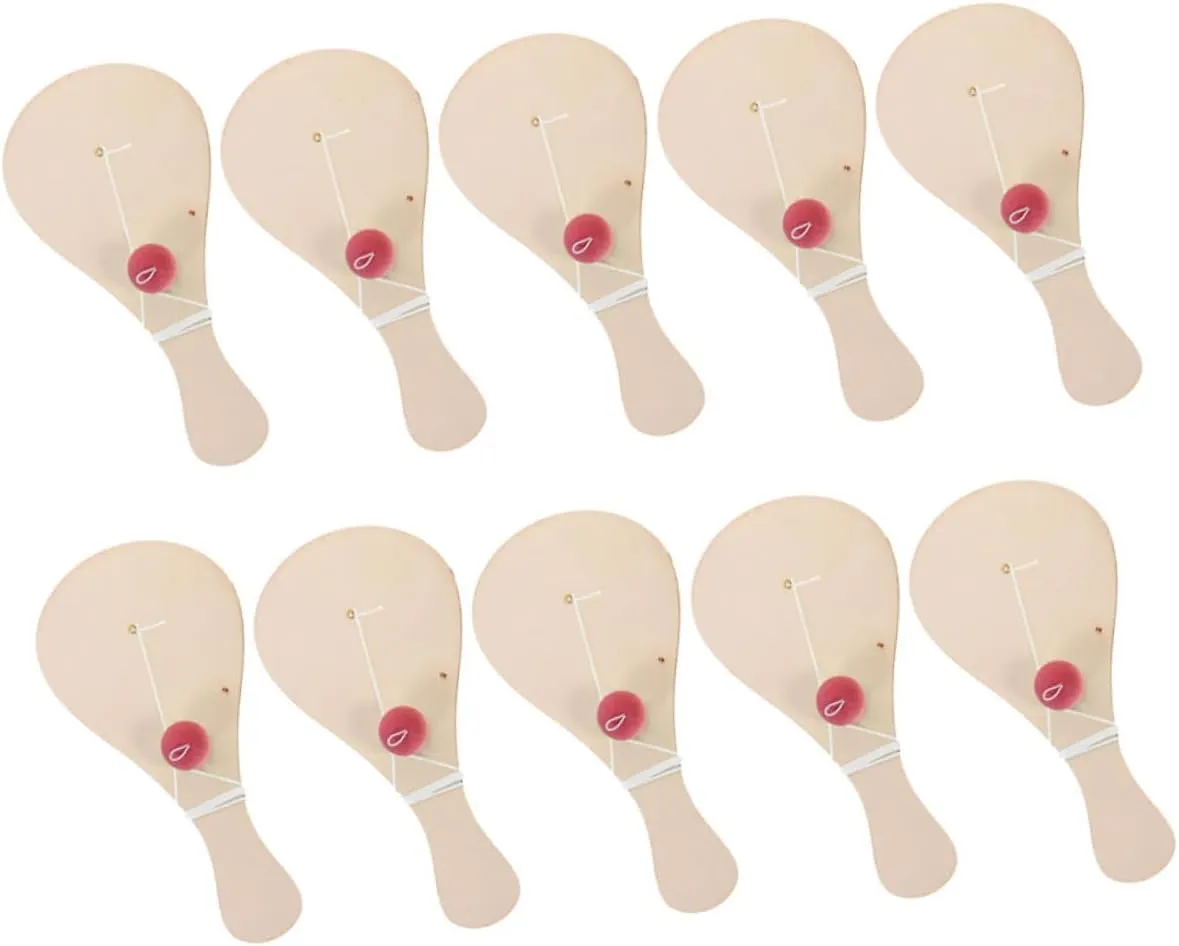 10pcs DIY Graffiti Wooden Paddle Ball Art Options Wood for Safe Playtime Engaging Hands for Creative Expression and Skill Development