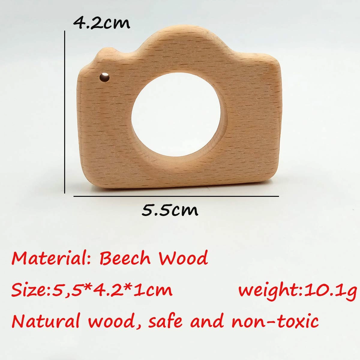 10pcs Lovely Cartoon Wood Camera Teether Pure Natural Animal Shape Beech Wooden Teething Toys Handmade Pattern DIY Jewelry Making Necklace Pendant