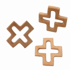 10pcs Organic Wood Cross Pure Natural Animal Shape Beech Wooden Handmade Grasping Pattern DIY Pacifier Chain Pendant