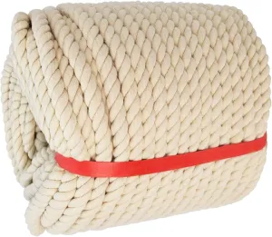 1/2 Inch x 164 Feet Natural Twisted Cotton Rope Strong Thick Soft Rope for Sports Tug of War, Decor Crafts, Landscaping, Railings, Hammock, Home Decorating,Camping, Wedding Rope