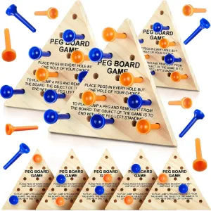 12 Packs Wooden Triangle Peg Games Wooden Board Game for Family Boys Girls Adults, Learning Toys Fun Board Games Travel Peg Jump Games