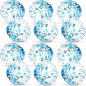 12 Pieces Blue Inflatable Glitter Beach Balls 16 Inch Bouncy Confetti Beach Balls Transparent Swimming Pool Ball Plastic Floatable Confetti Ball for Summer Beach Pool Birthday Party Favor