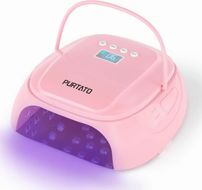 126W Cordless Rechargeable UV LED Nail Lamp, Fast Curing Gel Nail Dryer with 4 Timers, Portable Professional Nail Light for Salon and Home (Pink)