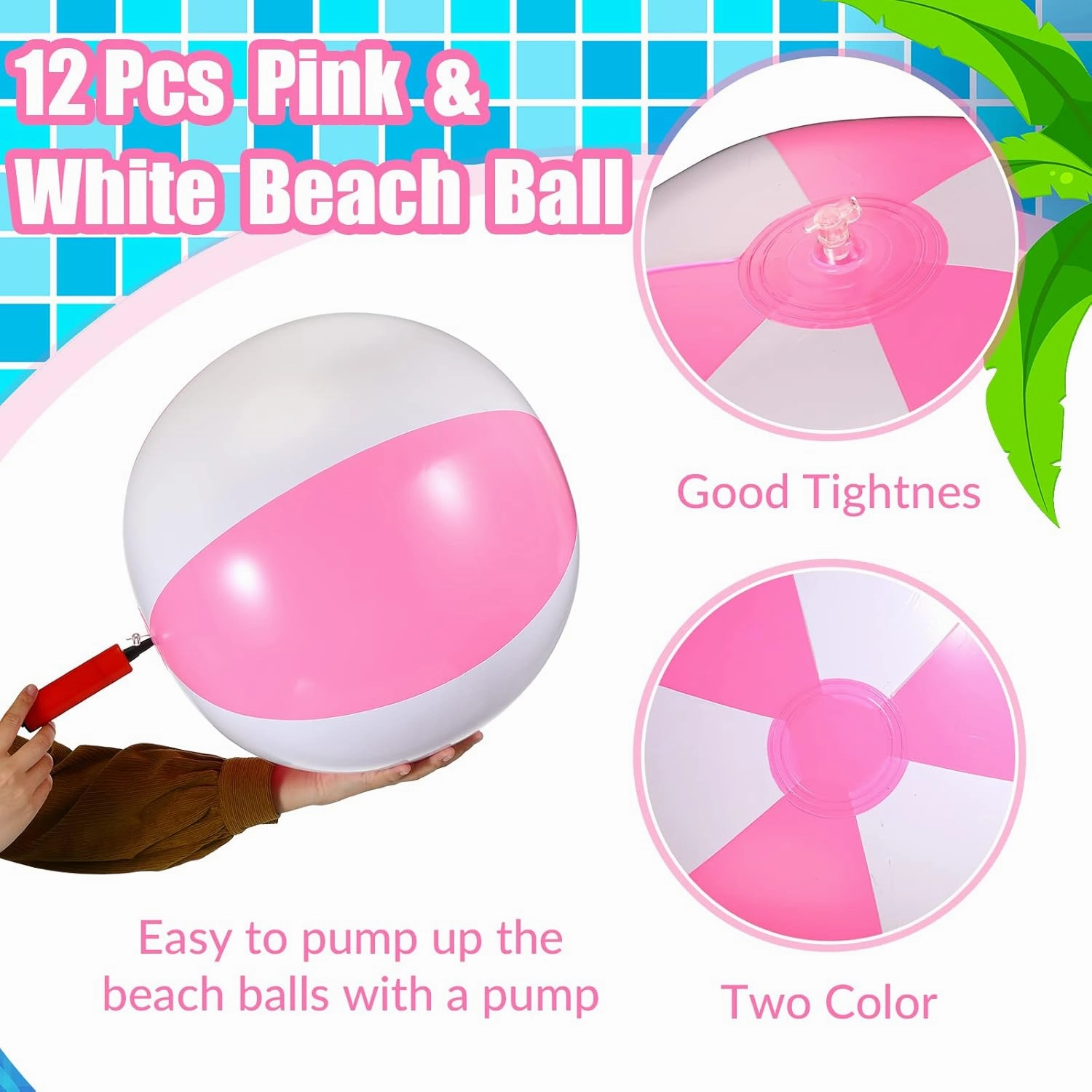 12 Pcs 16'' Beach Ball PVC Inflatable Ball Bulk Blow up Pool Balls for Swimming Pool Summer Hawaiian Tropical Theme Party Favors Decorations Favors Supplies