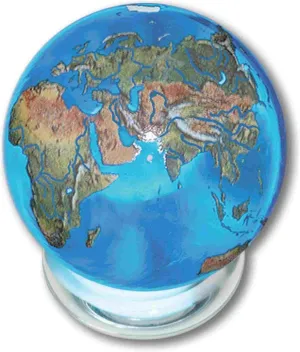 1.4" Aqua Crystal Natural Earth On Spinning Glass Stand