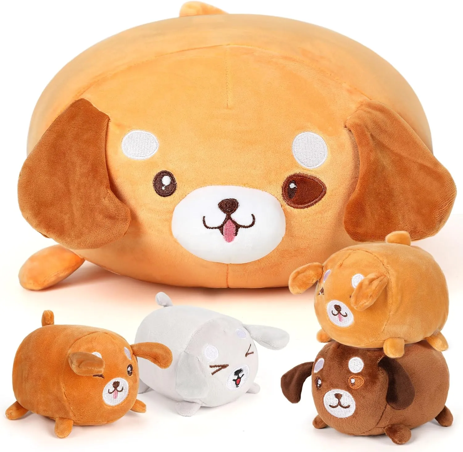 15'' Corgi Dog Plush Toy Pillow - 5pcs Children Dog Plush Toys with 4 Baby Plush Toys in The Belly, Suitable for Stuffed Plush Gifts for Boys and Girls On Children Birthdays and Christmas