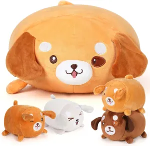 15'' Corgi Dog Plush Toy Pillow - 5pcs Children Dog Plush Toys with 4 Baby Plush Toys in The Belly, Suitable for Stuffed Plush Gifts for Boys and Girls On Children Birthdays and Christmas