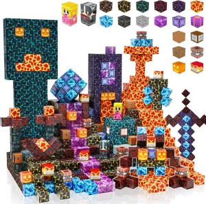 150Pcs Magnetic Blocks, Magnetic Building Blocks, Build 3D Magnet World Block Stacking Games, Magnet Blocks STEM Sensory Toys for Kids Age 3  Boys Girls Halloween Christmas Birthday Gifts