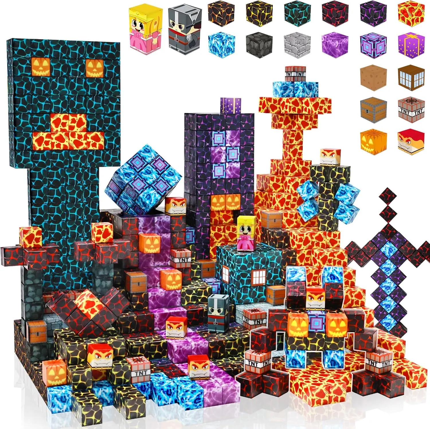 150Pcs Magnetic Blocks, Magnetic Building Blocks, Build 3D Magnet World Block Stacking Games, Magnet Blocks STEM Sensory Toys for Kids Age 3  Boys Girls Halloween Christmas Birthday Gifts
