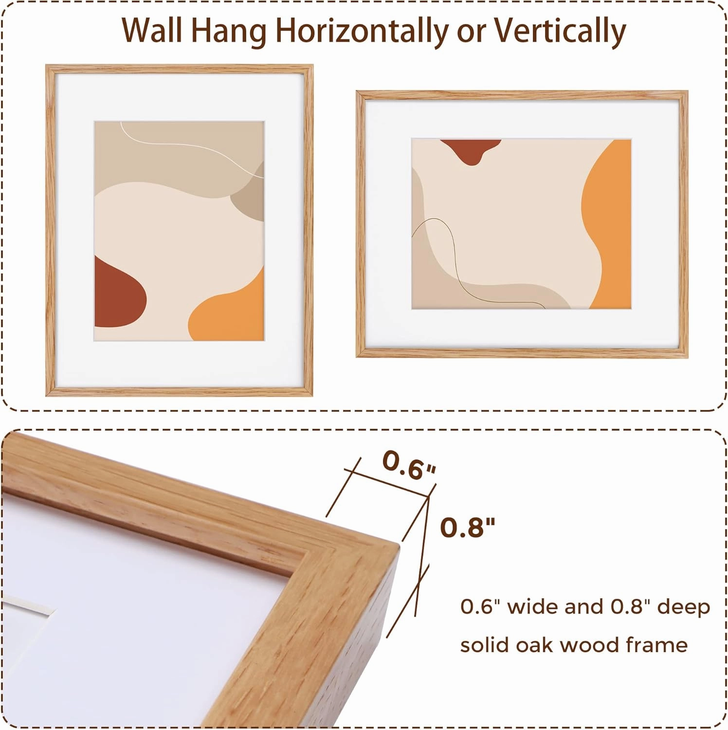 16x20 Picture Frame, 16 x 20 Solid Oak Wood Frame, Tempered Glass, 16x20 Picture Frame with Mat for 11x14, 16 by 20 Frame for Wall, 16x20 Wood Frames, 16x20 Matted Poster Frame, Natural Oak Color