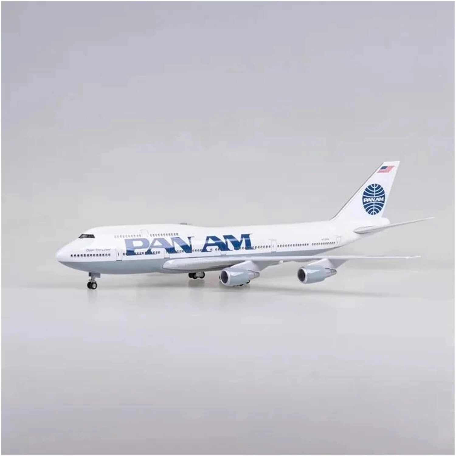 1 150 Scale for B747 PAN AM Airline Model Airplane Resin Diecast Miniature Plane with Wheel Landing Gear Collection(No lamp)