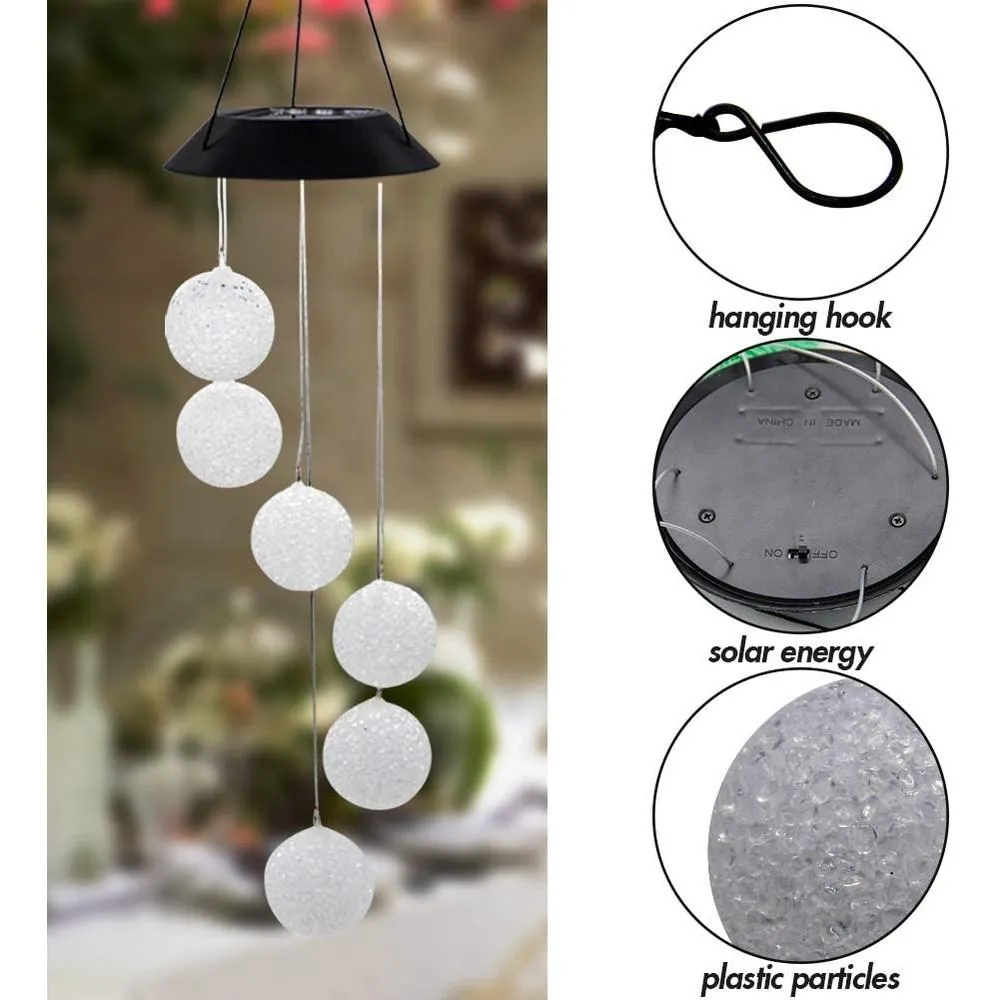 2-Pack: Solar Crystal Ball Wind Chime, Color Changing