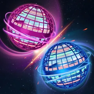 2025 Flying Orb Toy - Christmas Cool Novelty Gift Hover Ball Galaxy Boomerang Hand Drone Magic Floating Orbit Mini Outdoor Fidget Toy Stocking Stuffer for Kids Boys Girls Teens (Blue Pink)