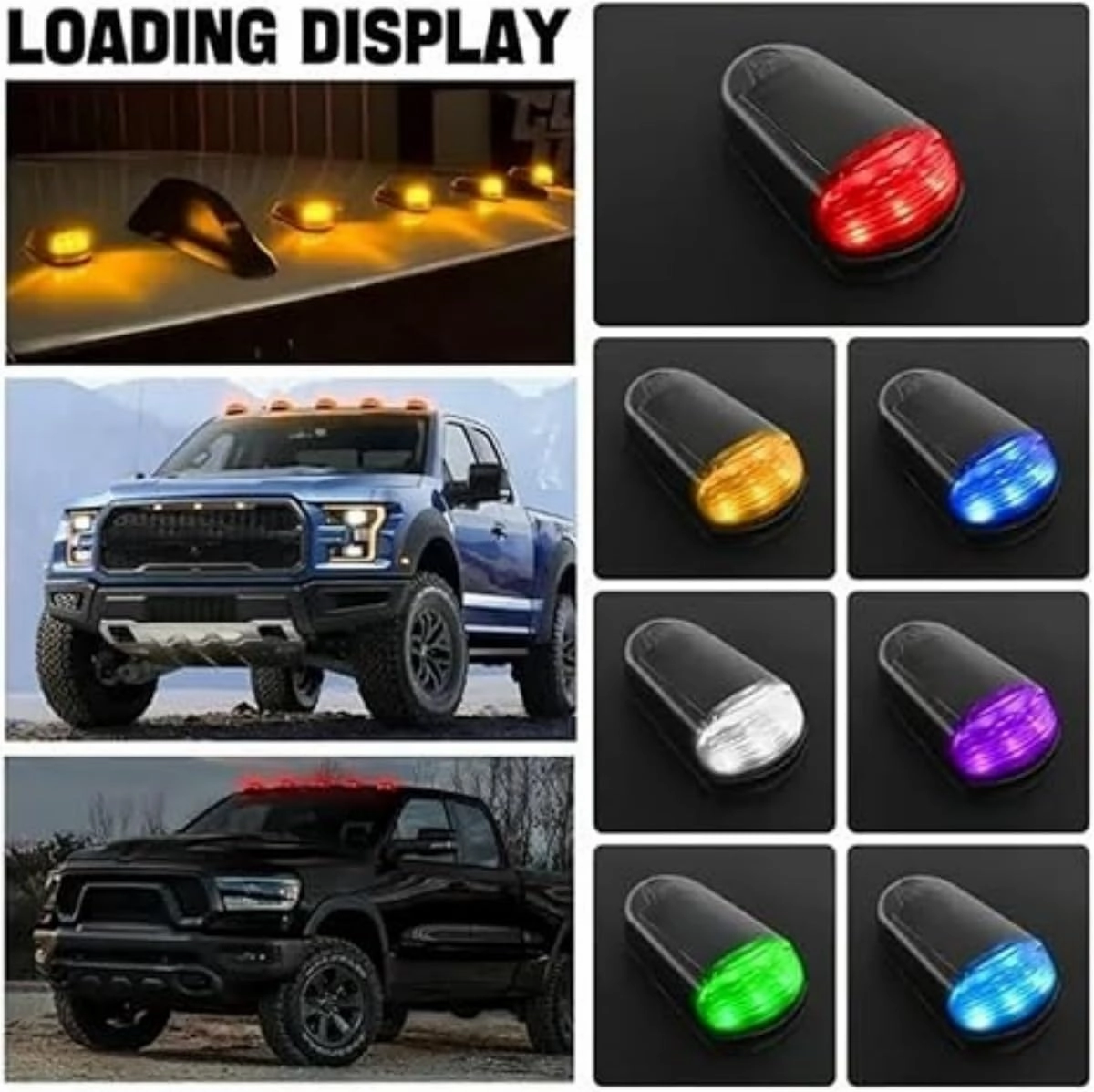 2025Solar Powered Cab Lights,Upgraded Waterproof No Drill Cab Lights,Remote Control Color Truck Roof Light,Suitable For Trucks,Road Vehicles (Transparent hacker yellow light, Remote control model)