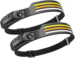 230° Ultra-Light Motion-Sensing Headlamp, 2025 New Rechargeable Headlamp, Portable Wide Beam LED Headlight, COB 230° Floodlight Hands-Free Flashlight (2pcs)