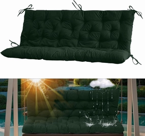 2-3 Seat Swing Replacement Cushion, Outdoor Bench Cushions with Backrest Thicken 4", Patio Furniture Garden Porch Loveseat Glider Pad Anti-Fading Waterproof (Dark Green, 40x40in)