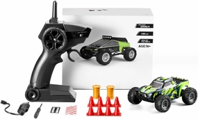 2.4G Remote Control RC Drift Off-Road Vehicle, 1/32 Scale Mini Electric 4WD RC Drift Off Road Truck High Speed Crawler Car for Teens Adults - (RTR Version/Green)