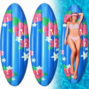 2 Pcs Luau Surfboard Inflate, 5 ft Inflatable Surf Board Tropical Beach Pool Toy Board Inflatable Pool Floats Luau Party Decorations for Adults Summer Luau Hawaiian Beach Pool Party