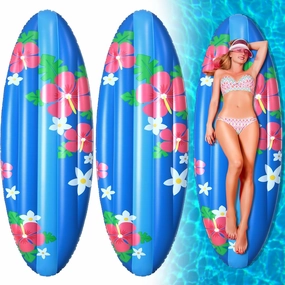2 Pcs Luau Surfboard Inflate, 5 ft Inflatable Surf Board Tropical Beach Pool Toy Board Inflatable Pool Floats Luau Party Decorations for Adults Summer Luau Hawaiian Beach Pool Party