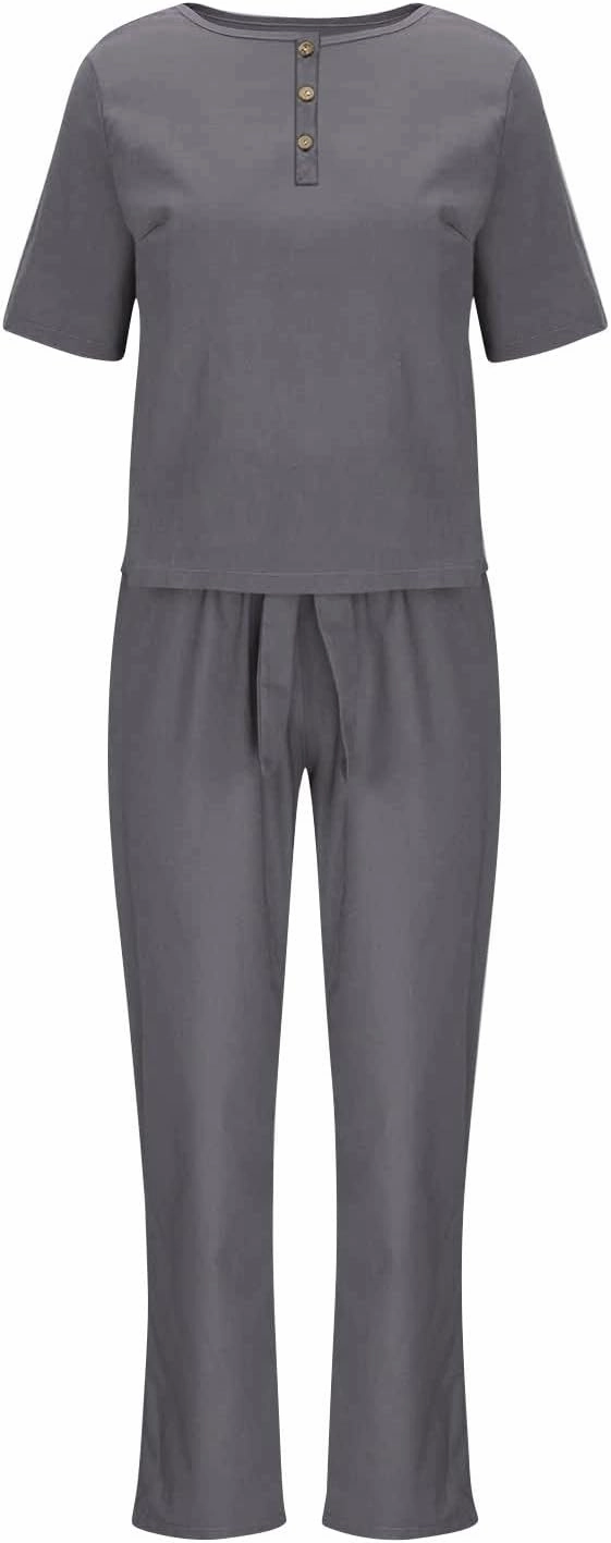 2 Piece Outfits for Womens Solid Women's Color Casual Fashion Splic Short Women Suits Loose Baggy Wide Leg Pants Sets