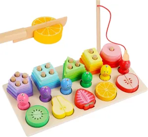 3-in-1 Wooden Sorting, Stacking & Matching Blocks | Montessori Learning Toys with Shape Sorter & Magnetic Maze | Non-Toxic Sensory Activity & Educational Gifts for Kids