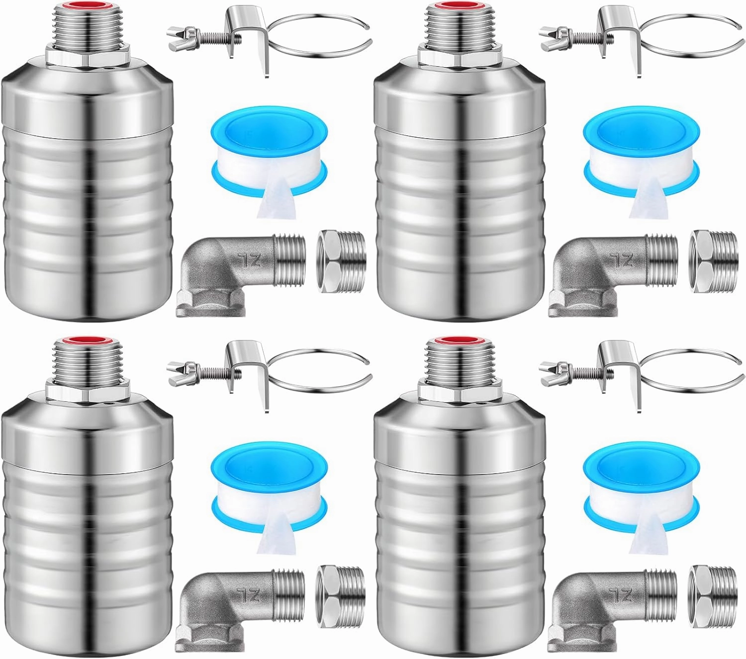 3 Pack Water Float Valve 1/2" to 3/4'' Auto Shut off Water Tank Float Valve 304 Stainless Steel Fully Automatic Level Control for Pool, Livestock Troughs