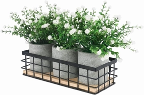 3 Potted Artificial Plants Flowers for Home Decor Indoor, Centerpiece Table Decorations for Dining Room and Coffee Table, White