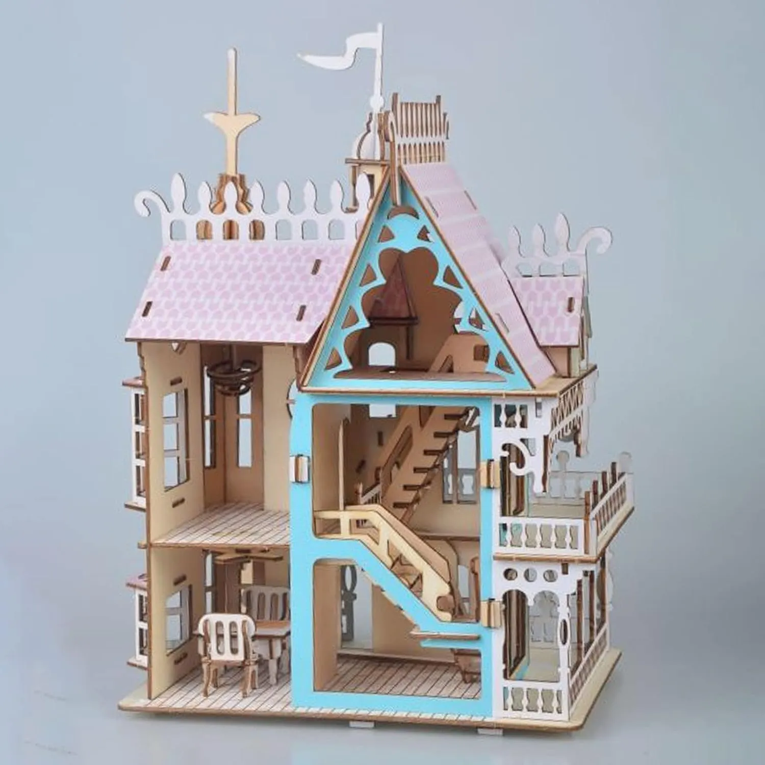 3D Puzzle Dollhouse for Kids, 3D Jigsaw Dollhouse Puzzle for Girls - Educational Paper Craft Toys for Game Xmas Birthday Easter Gifts, Easy to Assemble ，174pcs