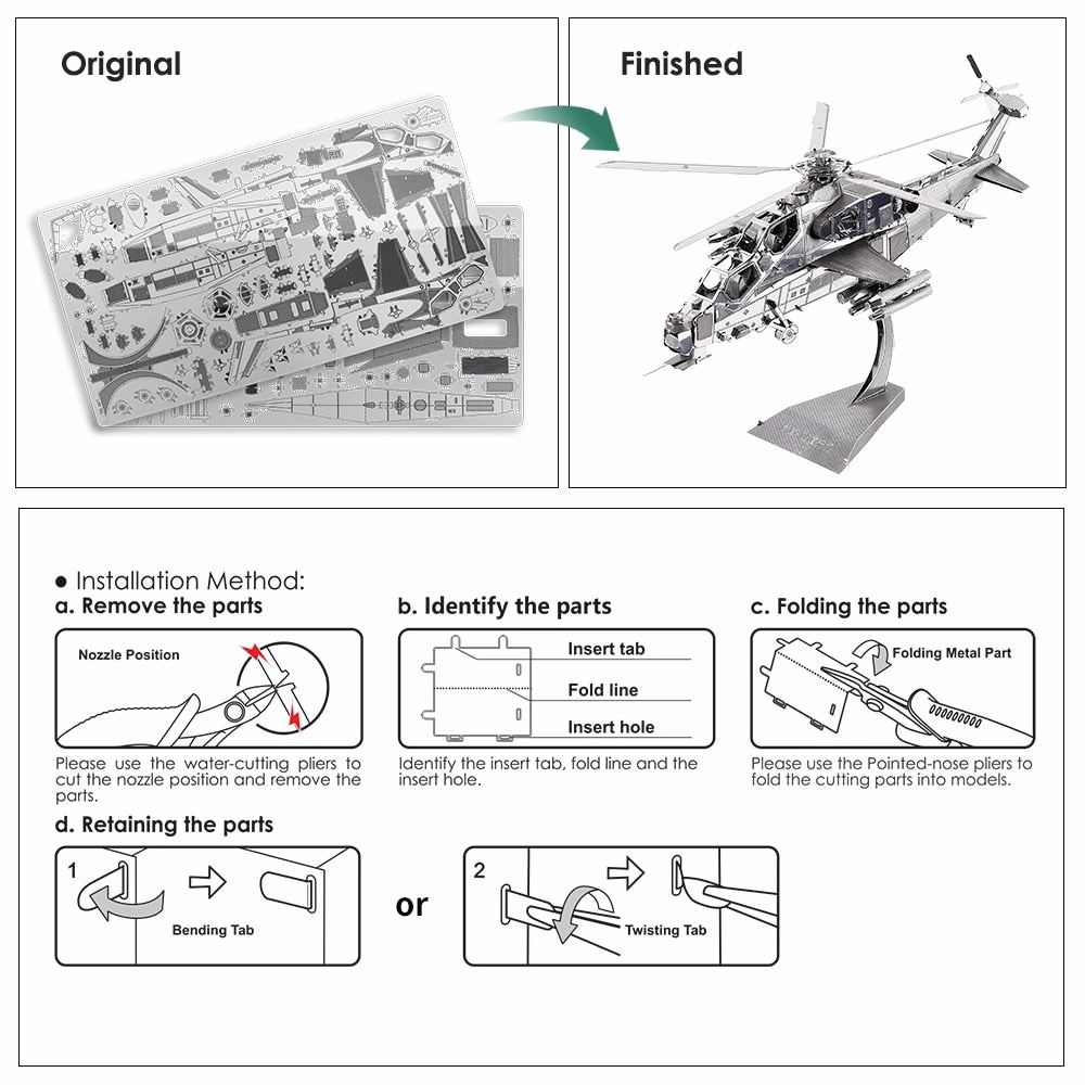3D Metal Puzzle | Wuzhi 10 Helicopter | Educational Toys