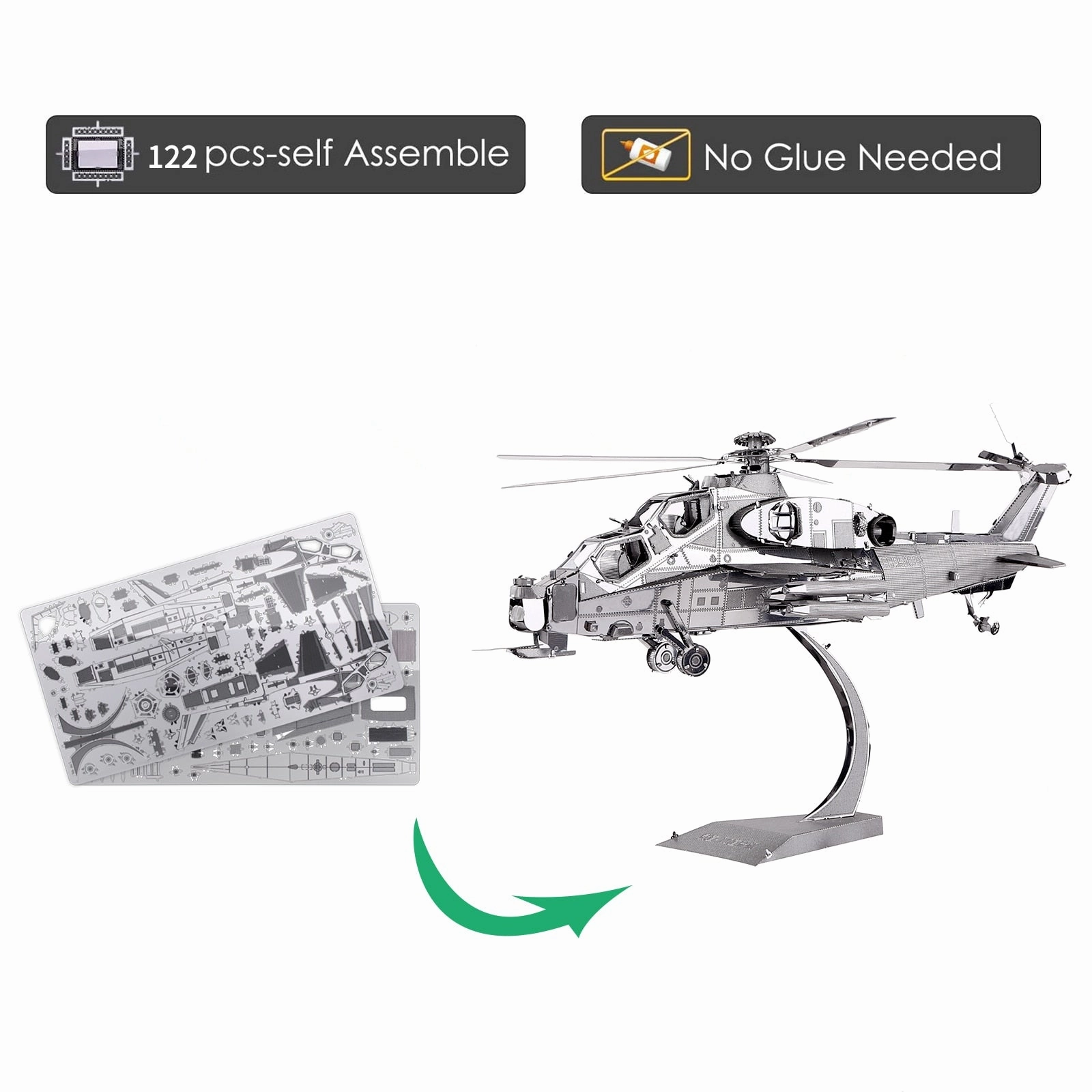 3D Metal Puzzle | Wuzhi 10 Helicopter | Educational Toys