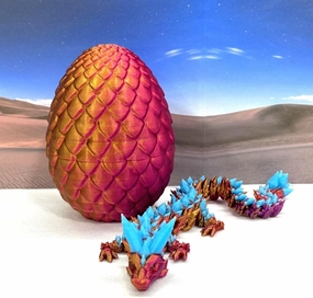3D Printed Dragon, Glow in The Dark Crystal Dragon with Egg, Red Purple Gold Crystal Dragon, Home Office Decor Executive Desk Toys, Fidget ADHD Toy for Autism/ADHD - GD001-RPG