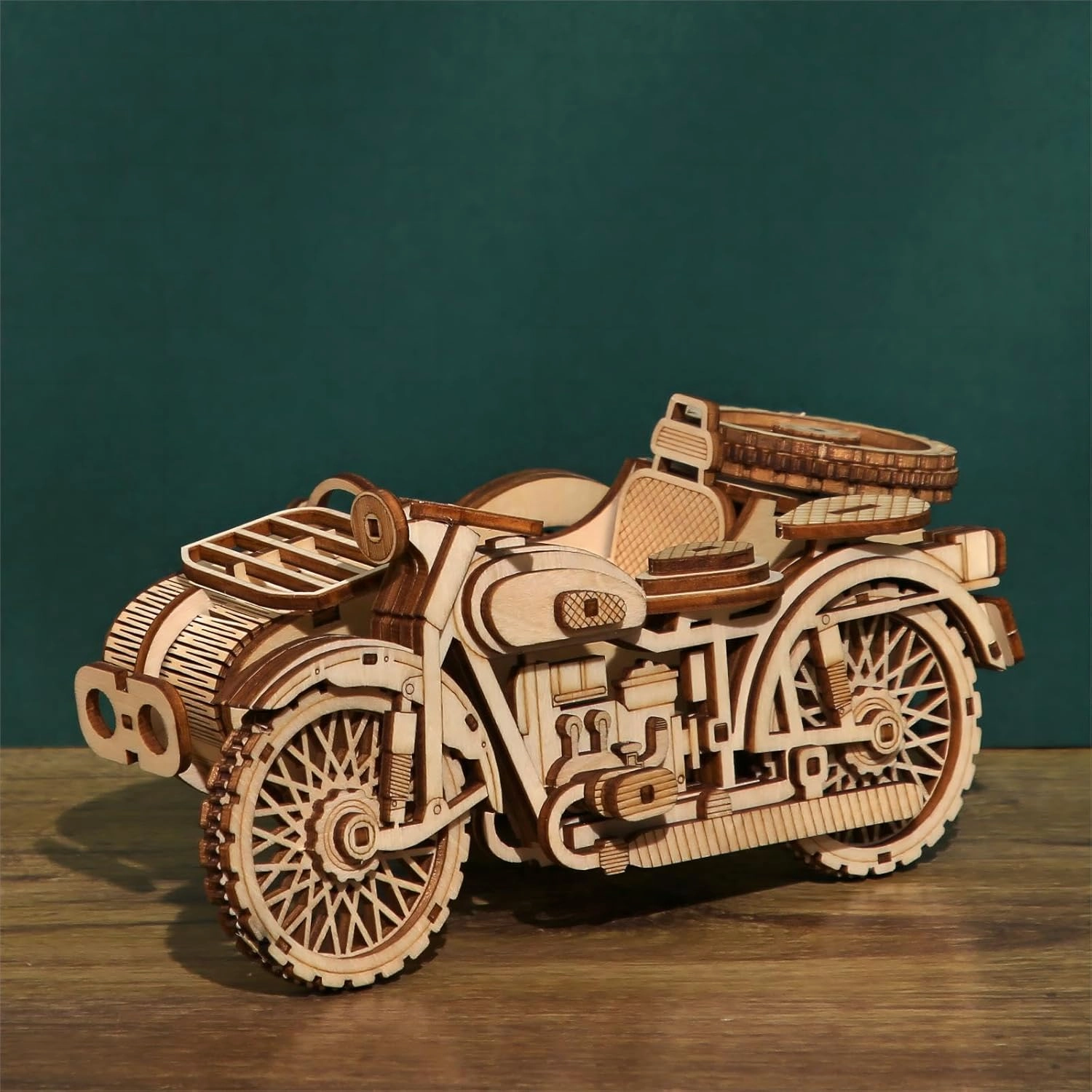 3D Wooden Puzzles Motorcycle and Sidecar Model Kits, Brainteaser and Puzzle for Christmas/Birthday,Gifts for Adults and Teens to Build Combination