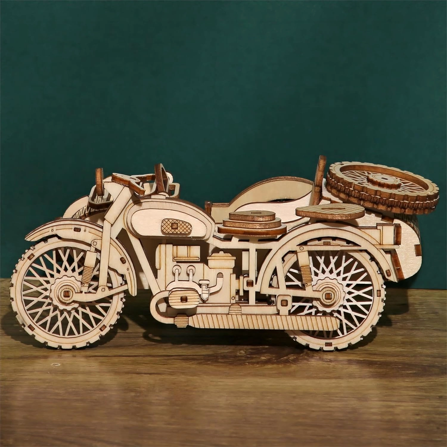 3D Wooden Puzzles Motorcycle and Sidecar Model Kits, Brainteaser and Puzzle for Christmas/Birthday,Gifts for Adults and Teens to Build Combination