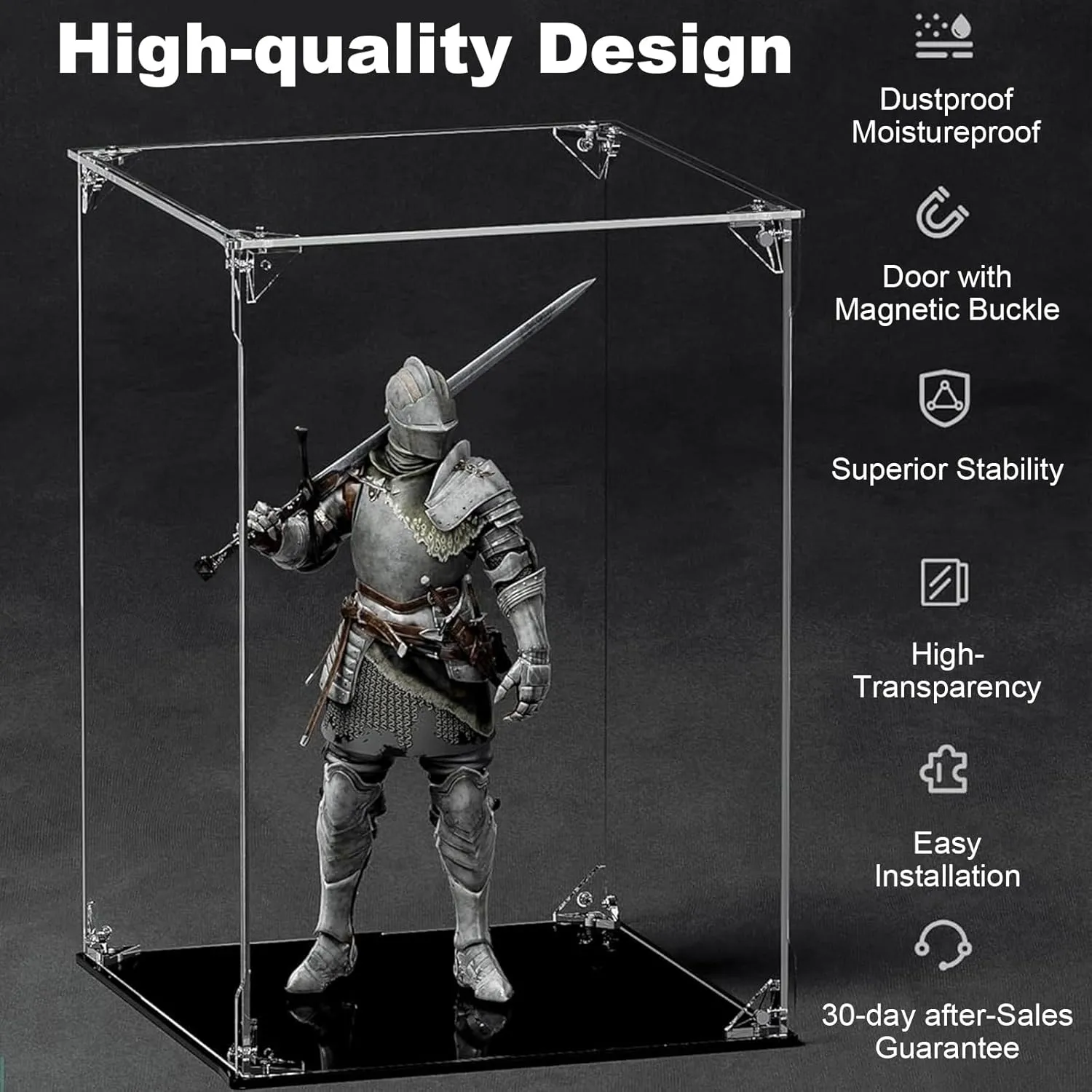 3mm Anti-Yellowing Acrylic Protector – Magnetic Closure, No Tools Assembly, Fits Signed Jerseys, Toys & Display Models, 25*25*40cm/10*10*16