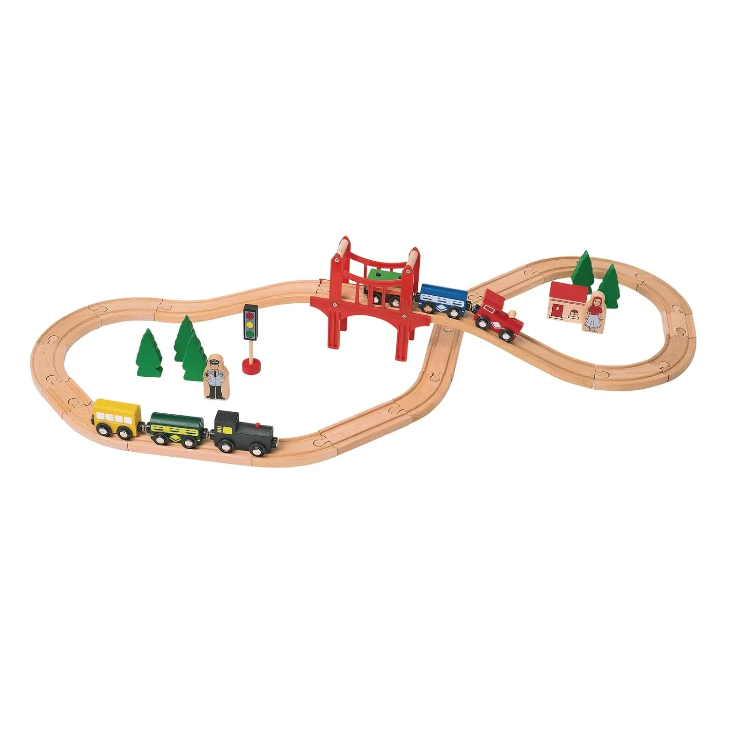 40 Piece Excellerations Wooden Toy Railway with Train and Accessories, Preschool Educational Toy, Supports Early STEM Skills, Ages 3 Years and Up