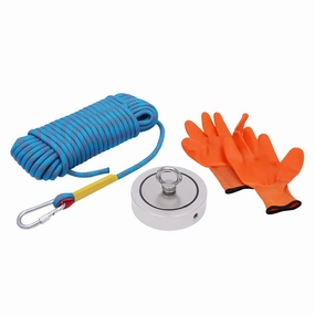 4000LB Fishing Magnet Kit, Double Sided Fishing Magnet, Pulling Magnet Fishing, Salvage Magnet with Case, Rope, Gloves, Fishing Magnet for Fishing, Ships, Riversides, Sewers