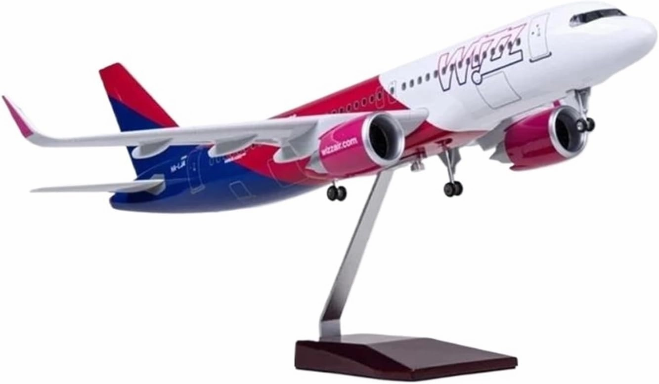 47CM for A320 NEO Wizz Airplane Light with Wheel Landing Gear Diecast Resin Airplanes Decoration Home Plane Model(No lamp)