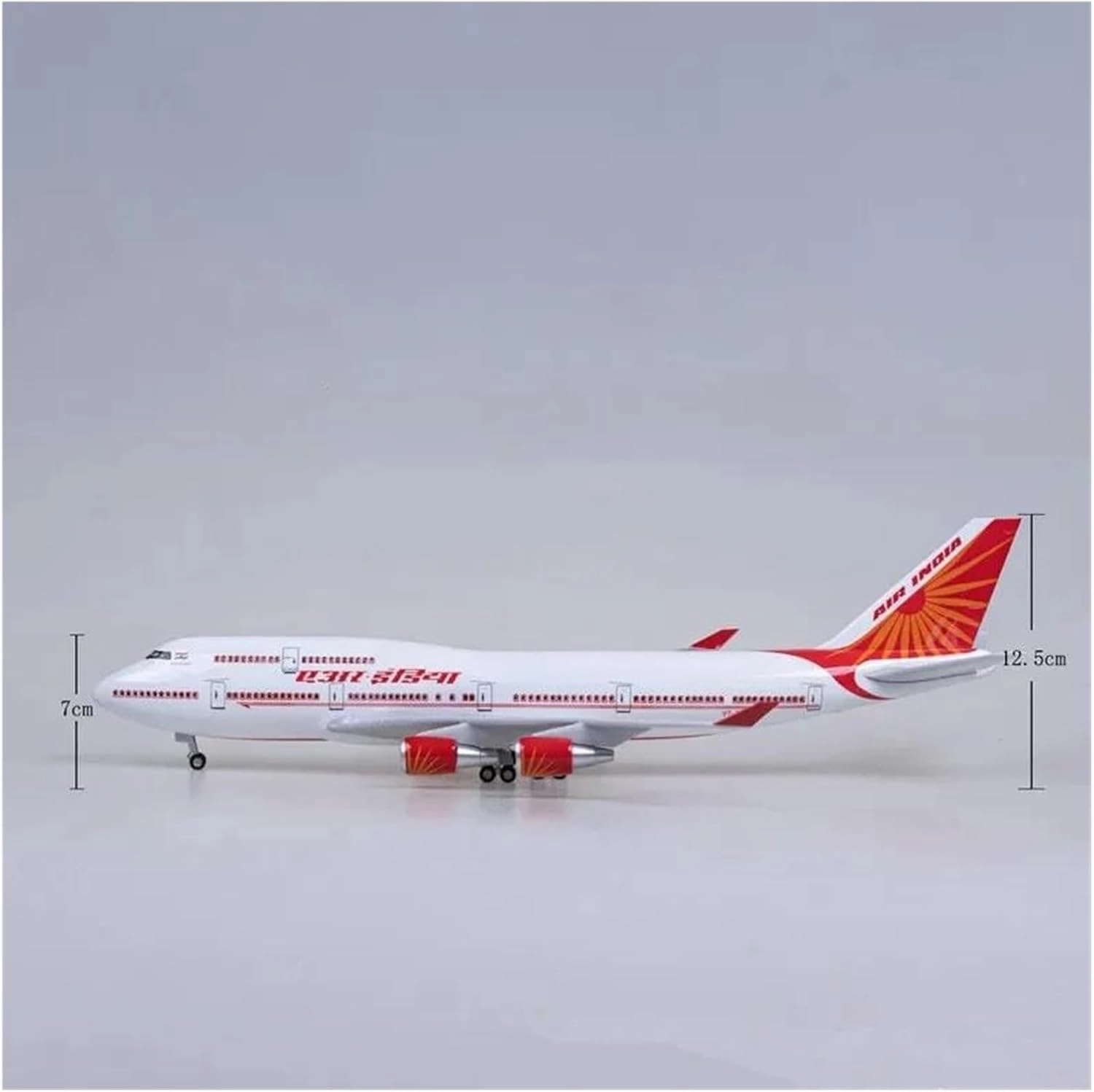 47CM for Boeing 747 Plane Model India Airplanes W Light and Wheel Landing Gear Die-Casting Machine Collected(No lamp)