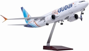 47CM for Model B737 MAX Dubai Resin Airplane Model Collected by Aviation Static Display Aircraft Model Desktop Display(with Light)