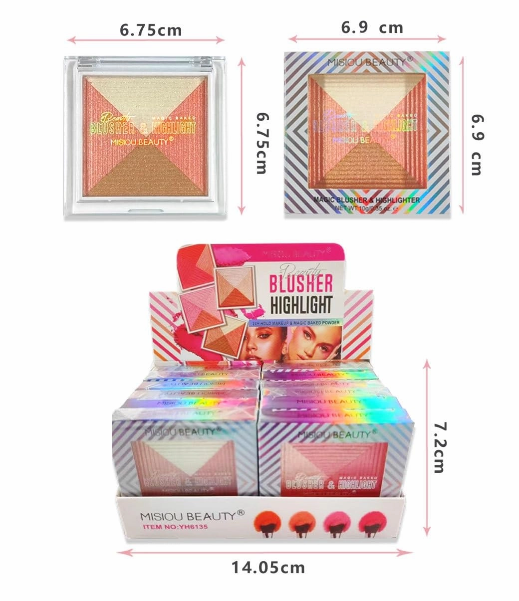 4-in-1 Sculpting Blush Palette - Natural Highlight & Contour Powder, 24H Breathable Wear (#01)