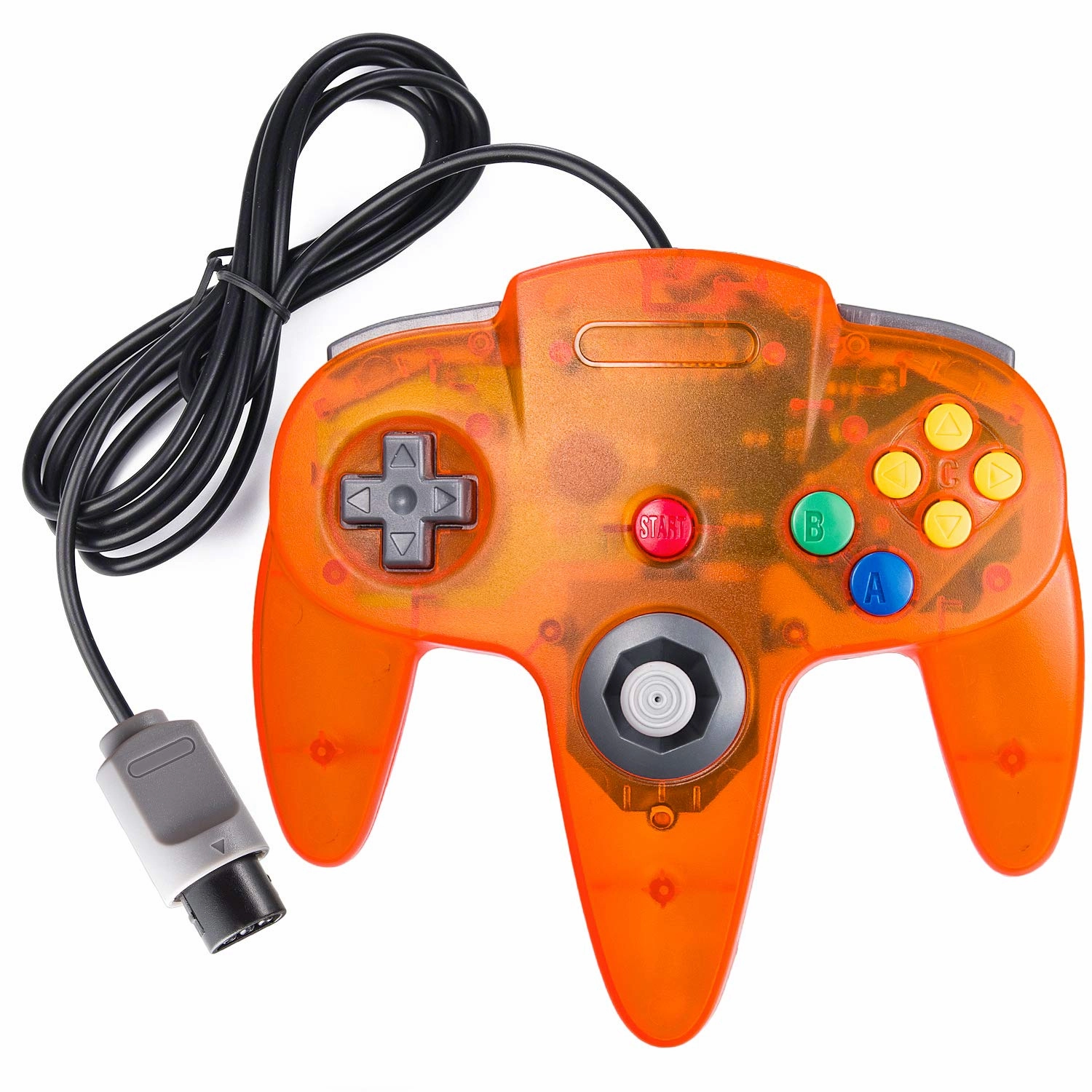 4 Pack Classic 64 Controller, suily Game pad Joystick for 64 - Plug & Play (Non PC USB Version) (Black/Clear Green/Clear Blue/Clear Orange)