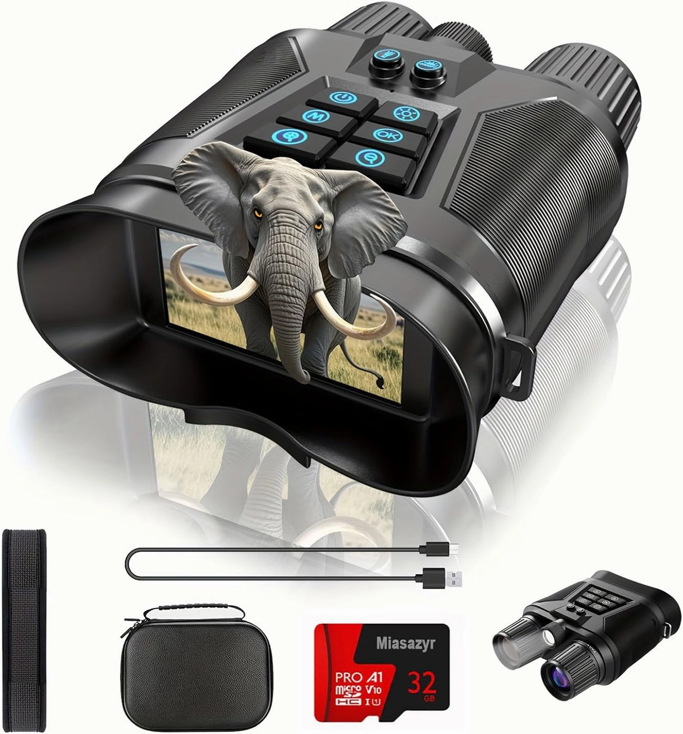 4K Night Vision Goggles, Full-Color Night Vision Binoculars at Low Light, Equipped with A Flashlight, 5000mAh Rechargeable Battery, 8X Digital Zoom, 32GB Card to Save Photos and Videos
