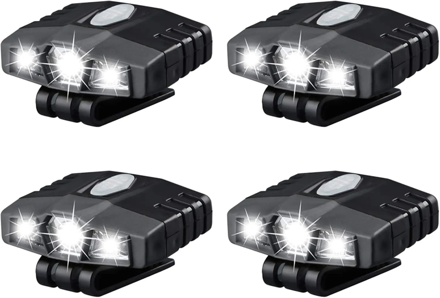 4X Ultra Bright Hands-Free LED Clip on Hat Light - Rechargeable 150 Lumens Spotlight Waterproof Cap Light, Gray