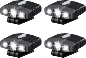 4X Ultra Bright Hands-Free LED Clip on Hat Light - Rechargeable 150 Lumens Spotlight Waterproof Cap Light, Gray