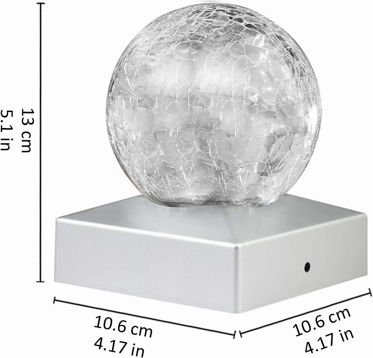 4x4 Solar Post Cap Lights Deck Fence Outdoor Railing Lights Decorative Solar Powered Gazing Ball Caps LED Lamp for Garden, Patio, Pathway