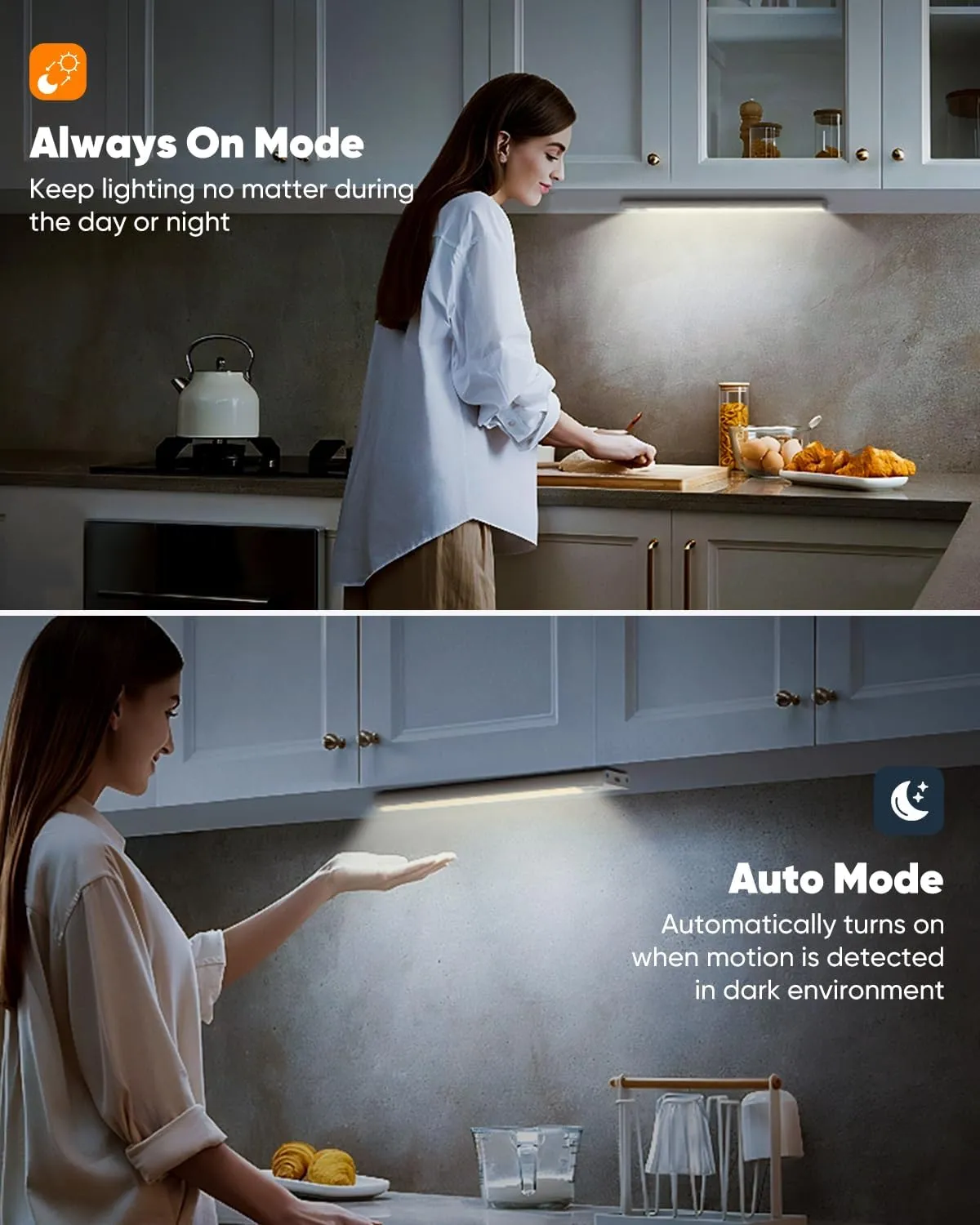 5 Pack Under Cabinet Lights, LED Under Cabinet Lighting Wireless, Rechargeable Battery Powered Motion Sensor Light Indoor, Upgraded 2000mAh Magnetic Closet Lights, 8in Under Counter Lights for Kitchen