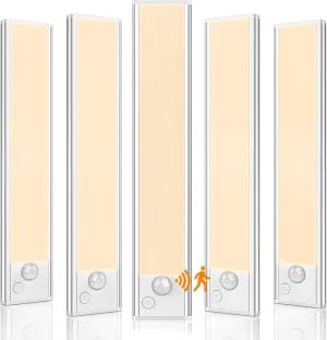 5 Pack Under Cabinet Lights, LED Under Cabinet Lighting Wireless, Rechargeable Battery Powered Motion Sensor Light Indoor, Upgraded 2000mAh Magnetic Closet Lights, 8in Under Counter Lights for Kitchen